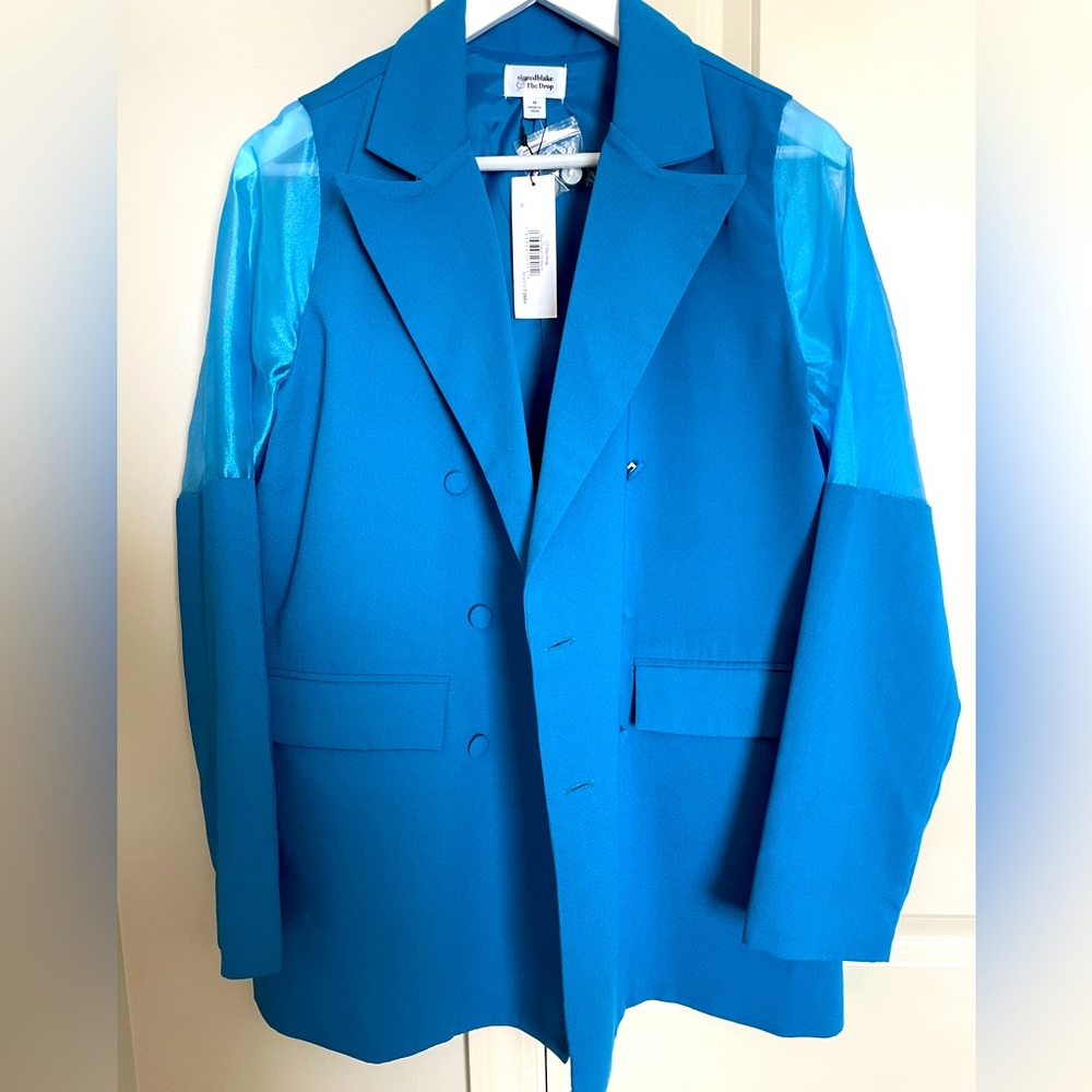 The Drop Women's Blue Sapphire Double Breasted Blazer by signedblake
